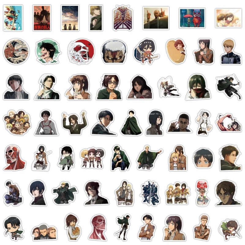 Laptop Accessories Case - 60 Stück Attack on Titan Anime-Aufkleber,
