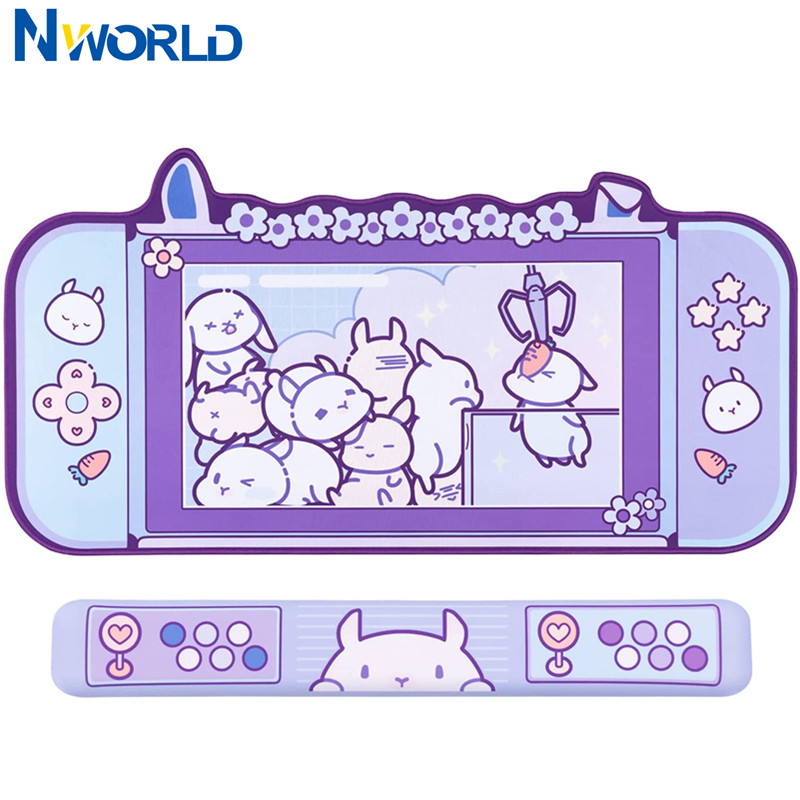 Laptop Accessories Pink - Großes Kawaii-Gaming-Mauspad, süßes Rosa, Lila, Sakura-Häschen,