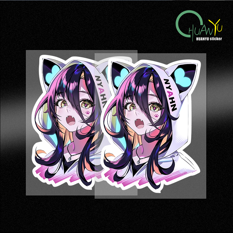 Laptop Accessories Cool - Zukünftiger Stil, niedliche Anime-Mädchen-Kopf-Wandaufkleber, coole bunte