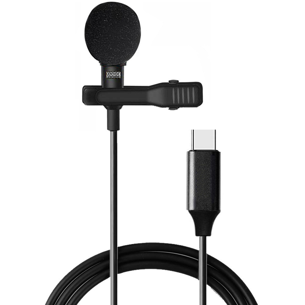 Laptop Accessories Online - Tragbares Mini-Mikrofon, Kondensator, Clip-on-Revers-Lavalier-Mikrofon, USB-C, kabelgebundenes